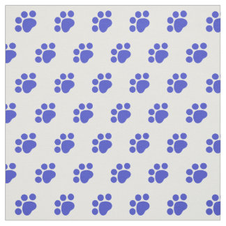 Blue Paw Print Pattern Fabric