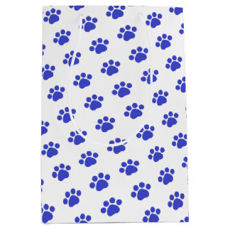 Blue Paw Print Pattern Medium Gift Bag