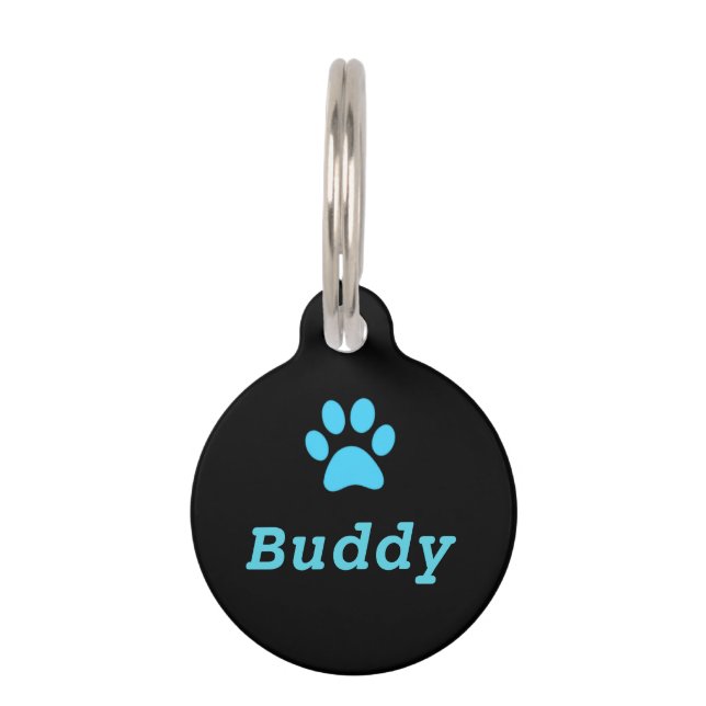 Blue Paw Print Pet Tag (Front)