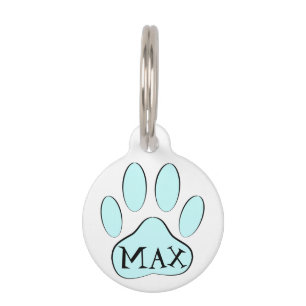 Blue Paw Print Pet Tag