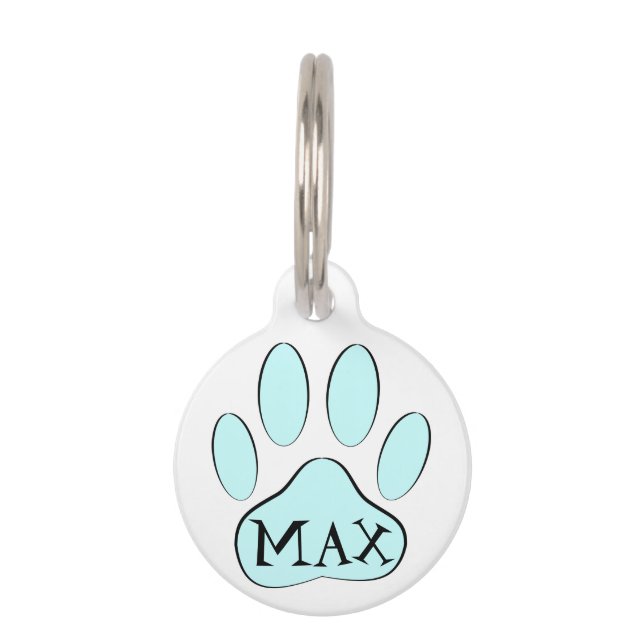 Blue Paw Print Pet Tag (Front)
