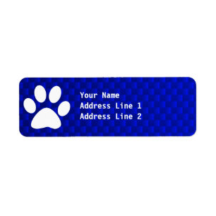 Blue Paw Print Return Address Label