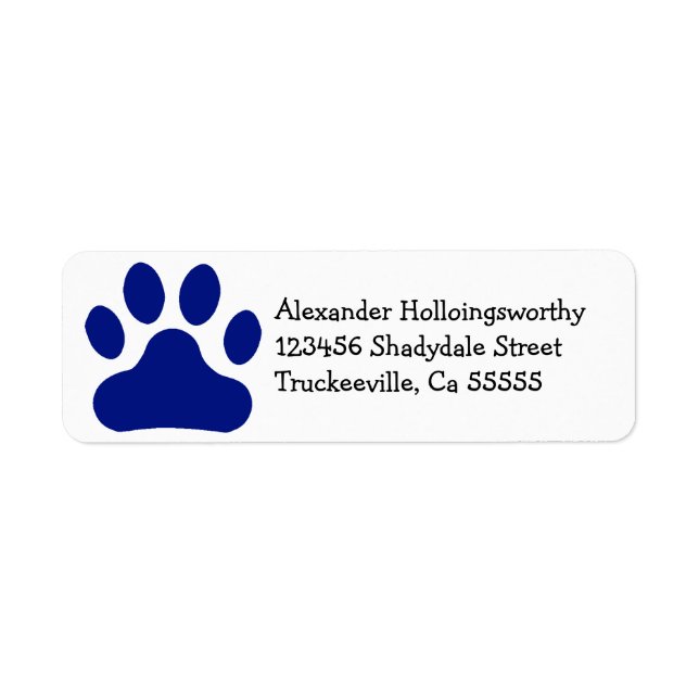 Blue Paw Print Return Address Label (Front)