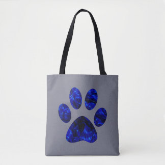 Blue Paw Print Tote Bag
