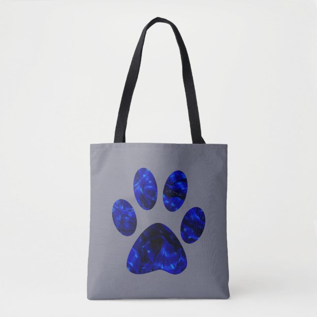 Blue Paw Print Tote Bag (Front)