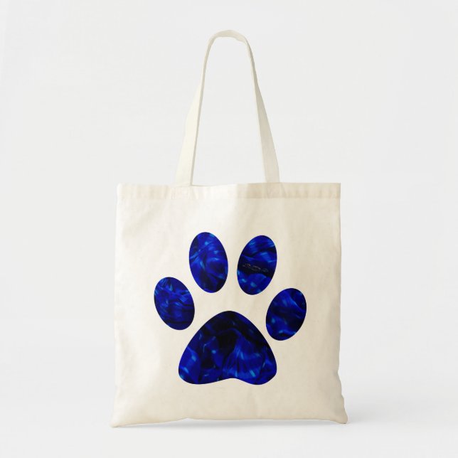 Blue Paw Print Tote Bag (Front)