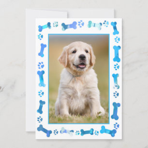Blue Paw Prints New Pet Dog Puppy Shower  Invitation