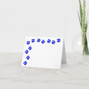 Blue Paw Prints Note Card