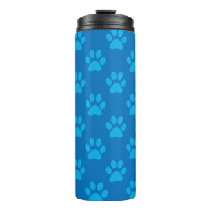 Blue paw prints pattern thermal tumbler
