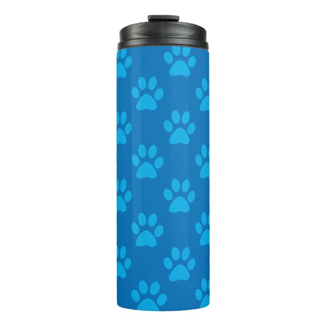 Blue paw prints pattern thermal tumbler (Front)