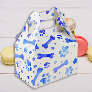 Blue Paw Prints Watercolor Birthday Party Favour Box