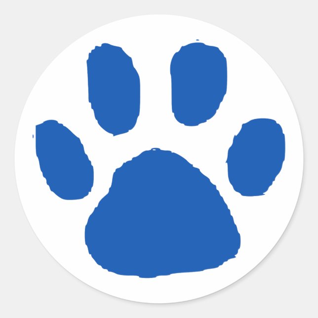 Blue Pawprint Design Classic Round Sticker (Front)