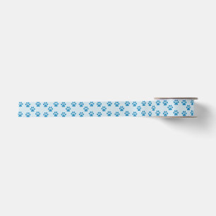 Blue Pawprints  Satin Ribbon