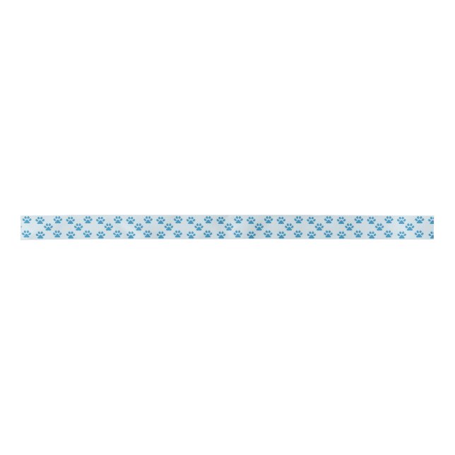 Blue Pawprints  Satin Ribbon (Front)