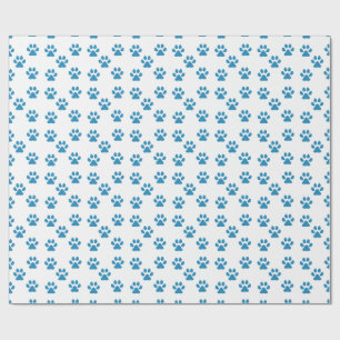 Blue Pawprints  Wrapping Paper