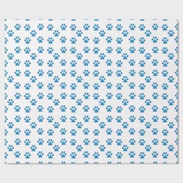 Blue Pawprints  Wrapping Paper (Flat)