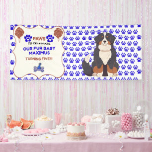  BLUE PAWS 6' VINYL BIRTHDAY ADOPT BOY PET  BANNER