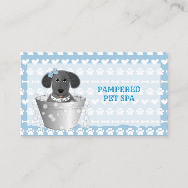 Blue Paws Bones Pet Groomer Business Card (Front)