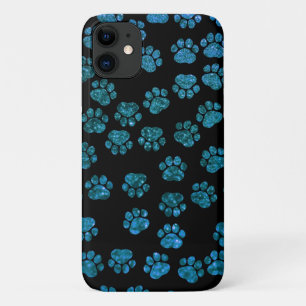 Blue Paws, Glitter Paws, Blue Glitter, Dog Paws iPhone 11 Case