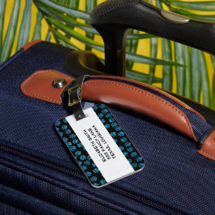 Blue Paws, Glitter Paws, Blue Glitter, Dog Paws Luggage Tag