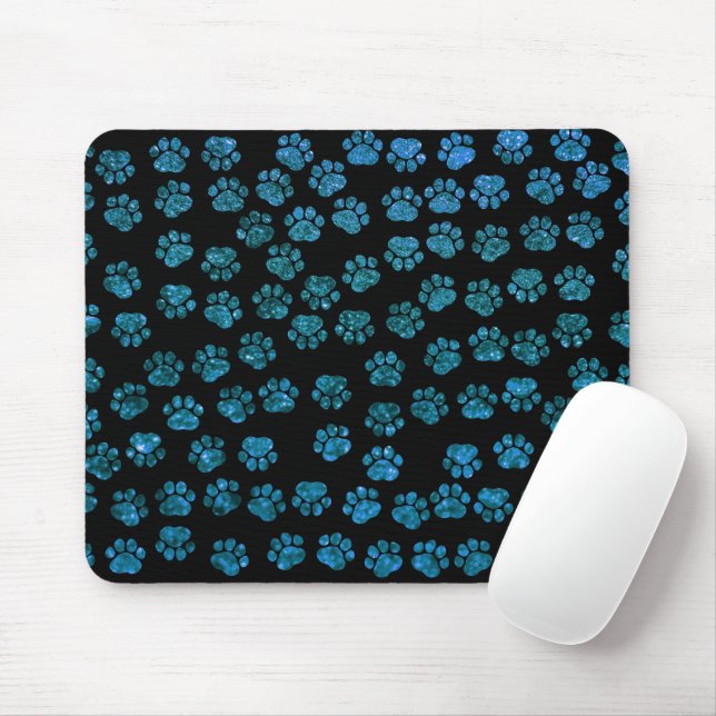 Blue Paws, Glitter Paws, Blue Glitter, Dog Paws Mouse Pad (With Mouse)