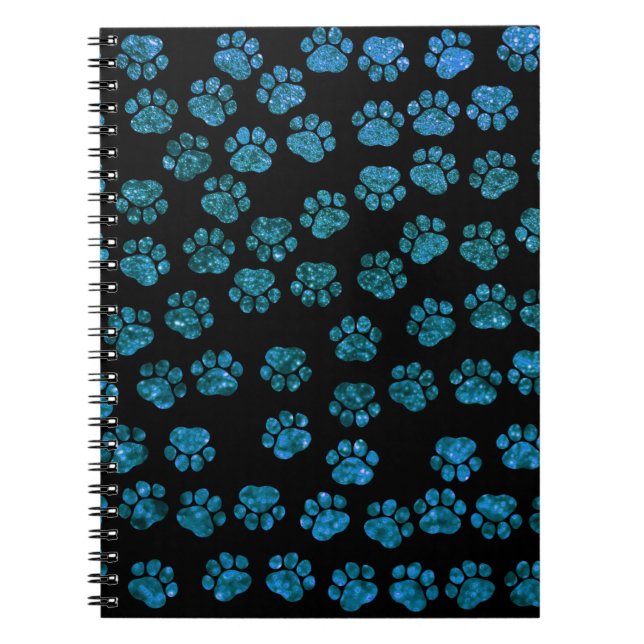 Blue Paws, Glitter Paws, Blue Glitter, Dog Paws Notebook (Front)