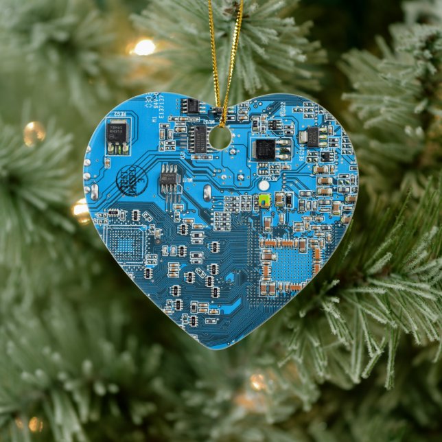 Blue PCB Circuit Board Design for IT Pros Ceramic Ornament (Tree)