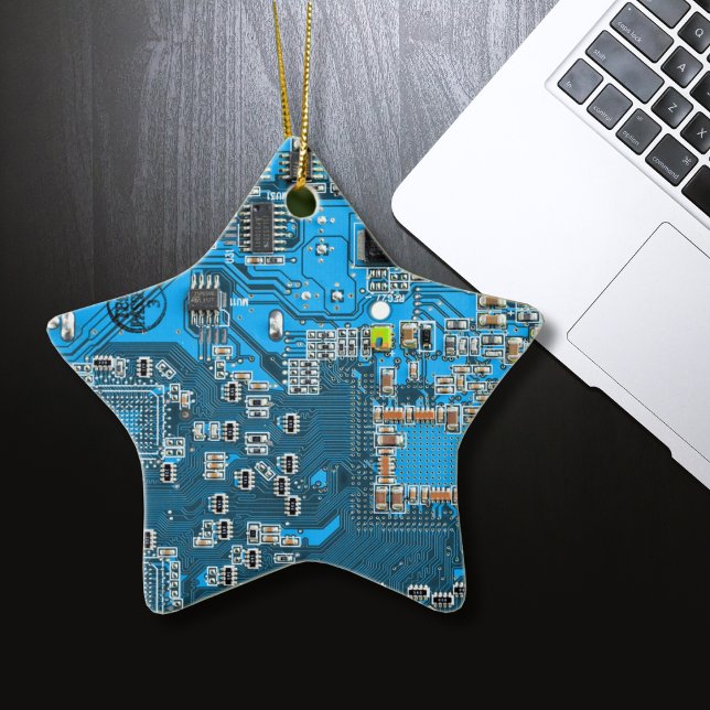 Blue PCB Circuit Board Design for IT Pros Ceramic Ornament (Creator Uploaded)