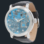 Blue PCB Circuit Board Design for IT Pros Watch<br><div class="desc">The Ultimate Aesthetic for Tech Visionaries Redefine your professional space with this high-definition graphic featuring a detailed Printed Circuit Assembly (PCBA). Captured in vibrant, deep blue tones with crisp silver and white conductive traces, this design showcases the intricate architecture of modern electronics—including integrated circuits, resistors, and capacitors—in stunning clarity. The...</div>