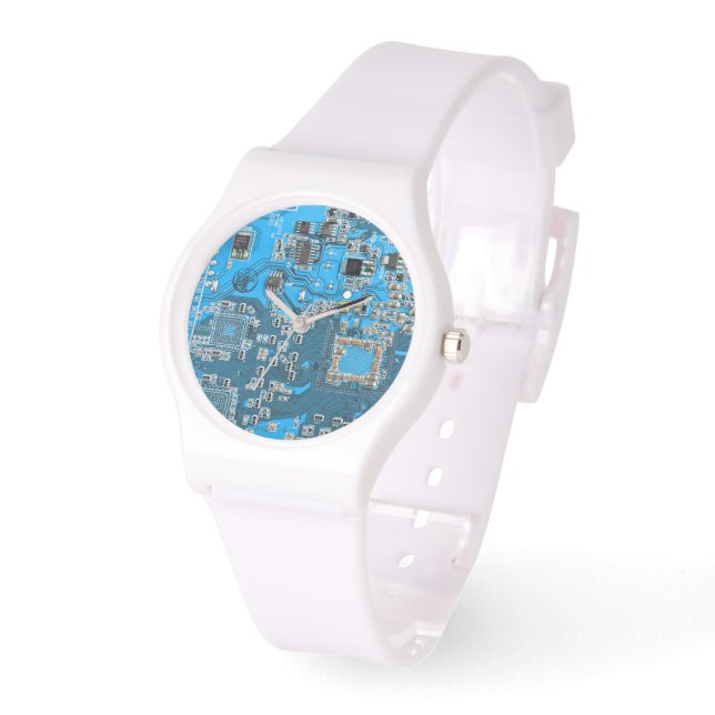 Blue PCB Circuit Board Design for IT Pros Watch (Angle)