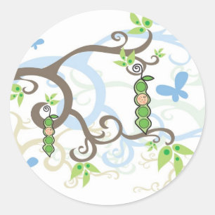 Blue Pea In A Pod Garden Boy Baby Shower Sticker