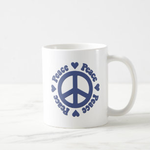 Blue Peace and Love Coffee Mug