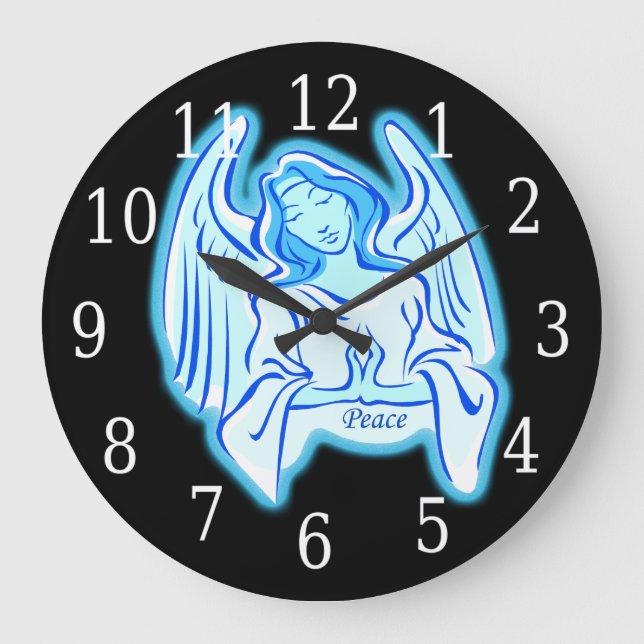 Blue Peace Angel Round Clock (Front)