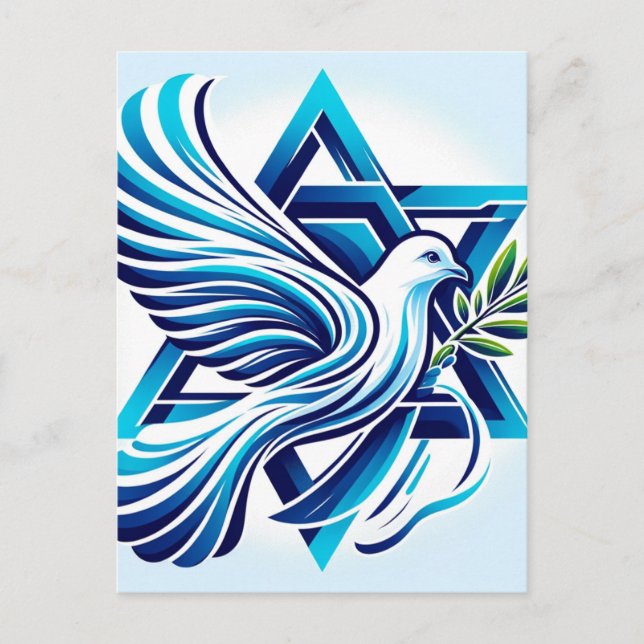 Blue Peace Dove and Star of David  Postcard (Front)