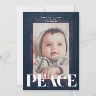 Blue Peace Frame Holiday Christmas Photo Card