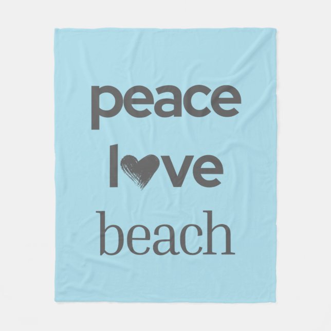 Blue Peace Love Beach - Coastal Life Soft Cozy Fleece Blanket (Front)