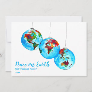 Blue Peace on Earth Watercolor Christmas Holiday