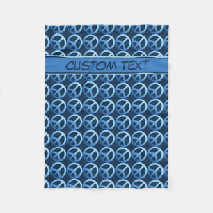 Blue Peace Sign Blanket with Custom Text