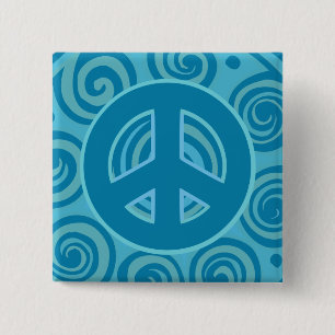 Blue Peace Sign Design 15 Cm Square Badge