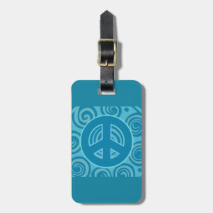 Blue Peace Sign Design Luggage Tag