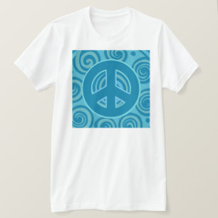 Blue Peace Sign Design T-Shirt