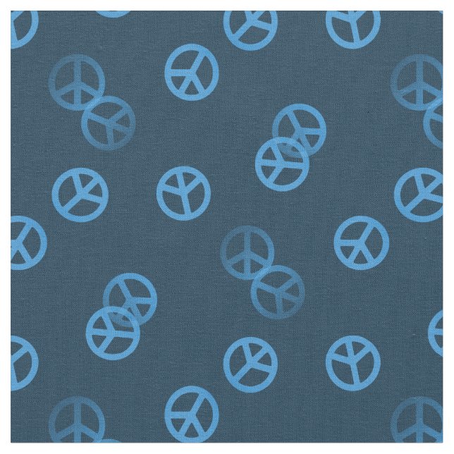 Blue Peace Sign Fabric (Close Up)
