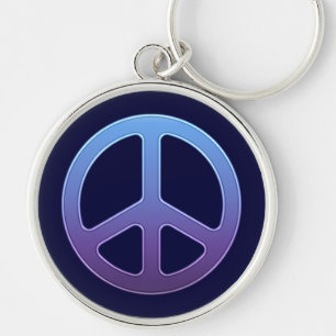 Blue Peace Sign Key Ring
