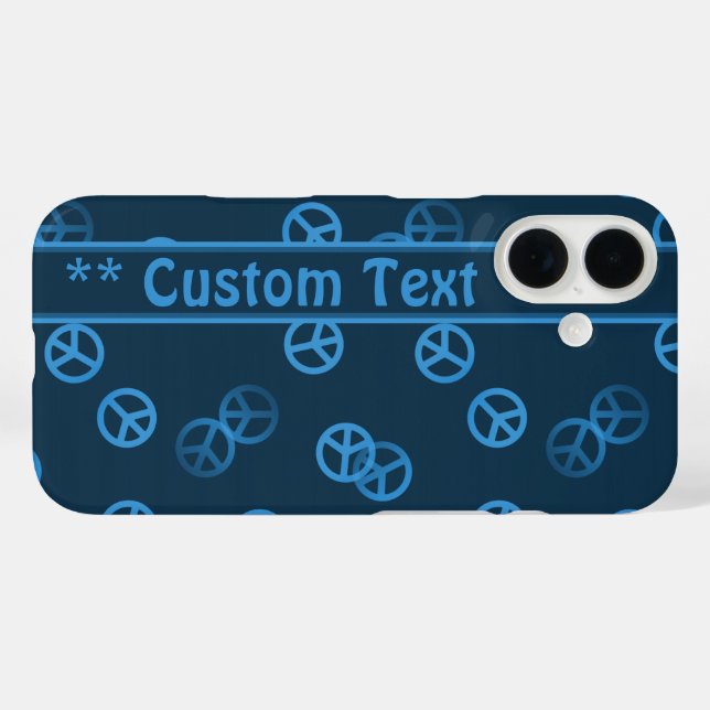 Blue Peace Sign Pattern w/ Custom Text Case-Mate iPhone Case (Back (Horizontal))