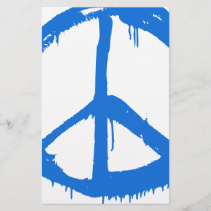 Blue Peace Sign Symbol Stationery