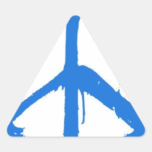 Blue Peace Sign Symbol Triangle Sticker