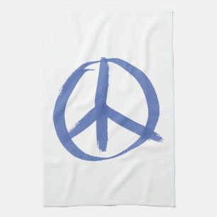 Blue Peace Sign Tea Towel