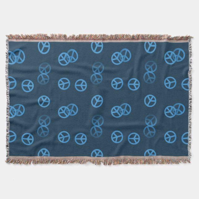 Blue Peace Sign Throw Blanket (Front)
