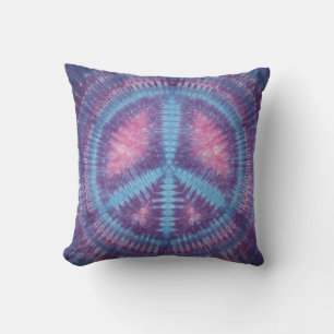 Blue Peace Sign Tie Dye American MoJo Pillow