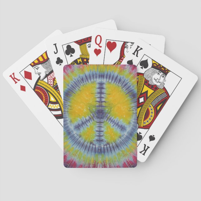 Blue Peace Sign Tie Dye Bicycle Playing Cards (Back)
